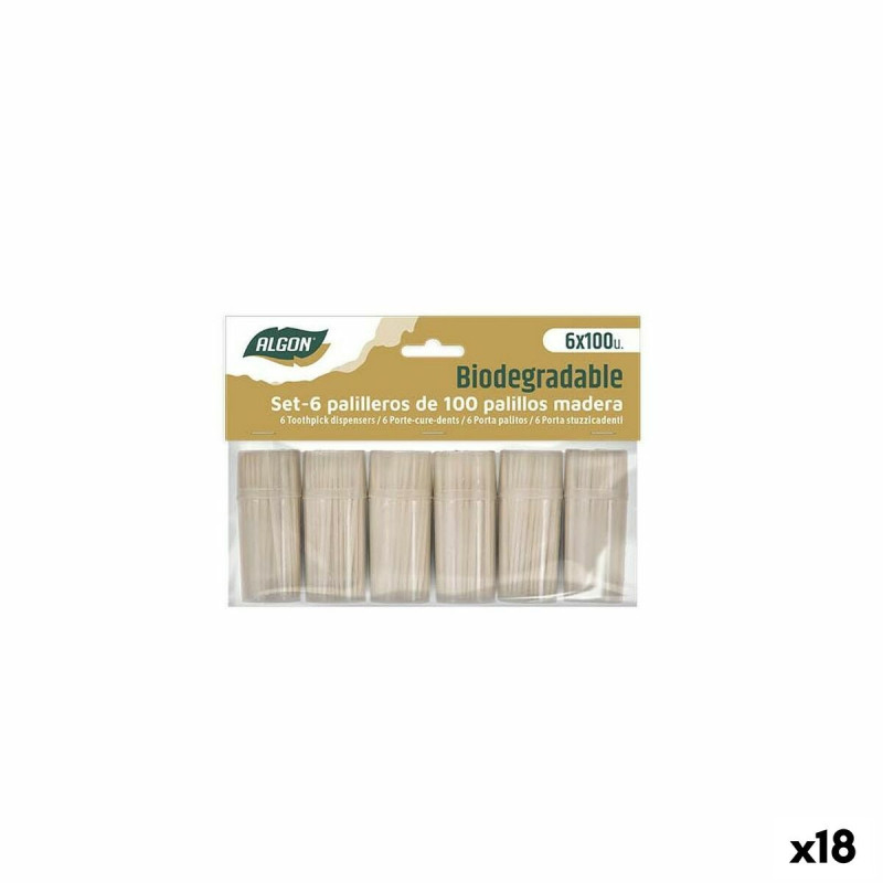 Tooth Picks Algon Wood 600 Pieces (18 Units)