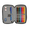 Double Pencil Case Transformers Black 12.5 x 19.5 x 4 cm (28 Pieces)