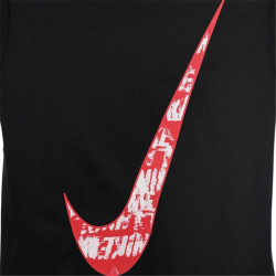 Child's Short Sleeve T-Shirt Nike Texture Swoosh Black