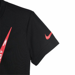 Child's Short Sleeve T-Shirt Nike Texture Swoosh Black