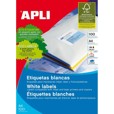 Adhesive labels Apli 1287 100 Sheets 105 x 35 mm White