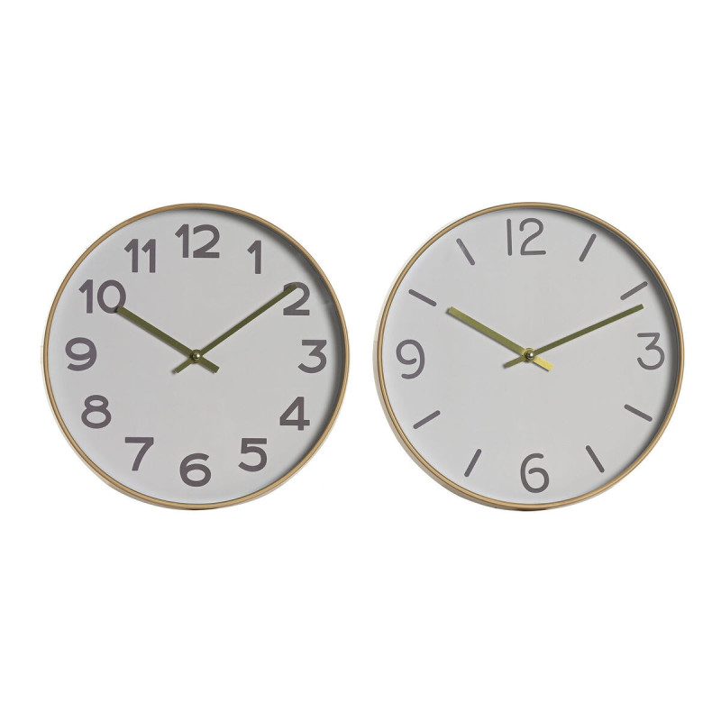 Wall Clock Home ESPRIT White Golden PVC 30 x 4 x 30 cm (2 Units)