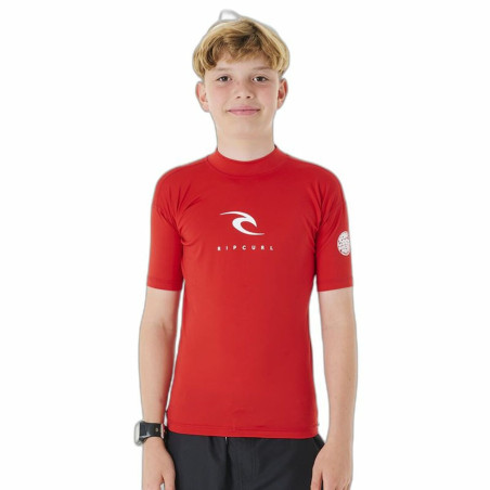 Children’s Short Sleeve T-Shirt Rip Curl Corps L/S Rash Vest  Red Lycra Surf