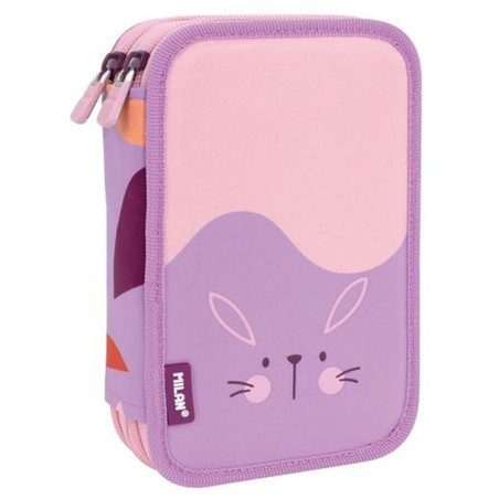 Double Pencil Case Milan Animals Violet 19,5 x 13 x 5 cm