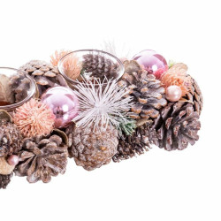 Christmas Candle Holder White Pink Plastic Foam Pineapples 32 x 15 x 9 cm