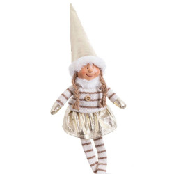 Christmas bauble White Golden Polyresin Sand Fabric Girl 12 x 9 x 48 cm