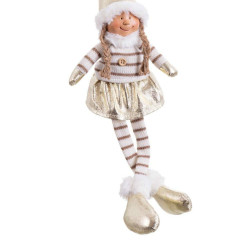 Christmas bauble White Golden Polyresin Sand Fabric Girl 12 x 9 x 48 cm