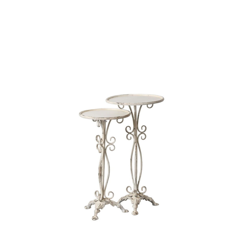 Set of 2 tables Cream Iron 40 x 40 x 77 cm (2 Units)