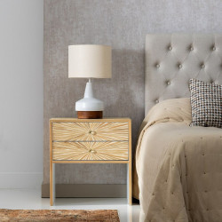 Side table 56 x 46 x 58 cm Beige Bamboo MDF Wood