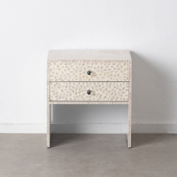 Side table 56 x 46 x 58 cm Beige Mother of pearl MDF Wood