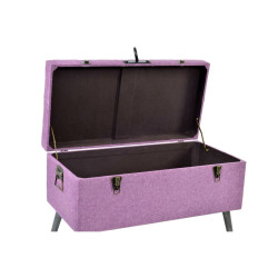 Bench DKD Home Decor   Metal Polyester Fuchsia MDF Wood (81 x 42 x 52 cm)