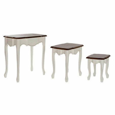 Set of 3 tables DKD Home Decor White Brown 60 x 40 x 66 cm