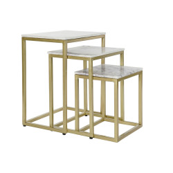 Set of 3 tables DKD Home Decor White Golden 50 x 35 x 60 cm