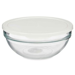 Round Lunch Box with Lid Chefs White 1,135 L 17,2 x 7,6 x 17,2 cm (4 Units)