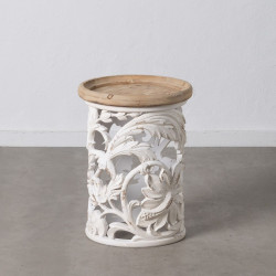 Side table 42 x 42 x 56 cm Natural Wood White