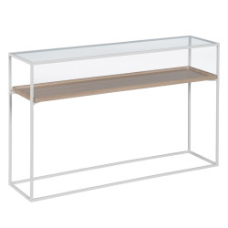 Console White Natural Crystal Iron MDF Wood 120 x 30 x 75 cm