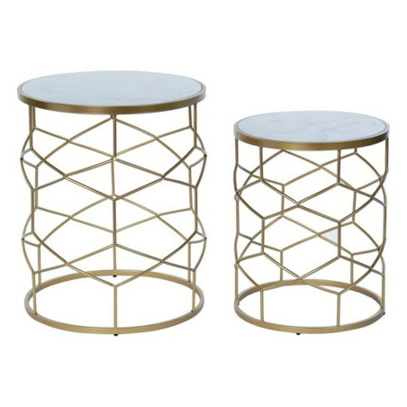 Side table DKD Home Decor Golden Metal White Marble 46 x 46 x 57 cm