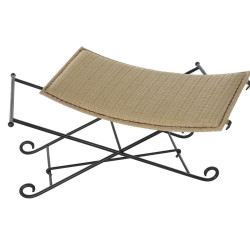 Bench DKD Home Decor   Black Metal Light brown Rattan (94 x 49 x 44 cm)