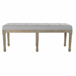 Bench DKD Home Decor   Natural Polyester Linen Rubber wood Dark grey (122 x 41 x 46 cm)