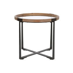 Set of 2 tables Home ESPRIT Brown Black Iron Fir 66 x 66 x 60 cm