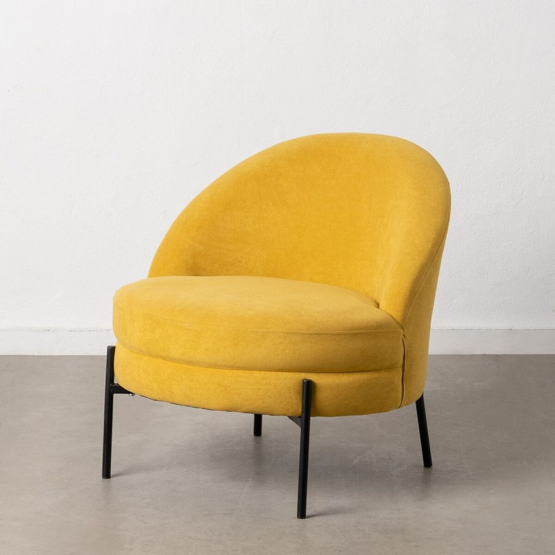 Armchair 71 x 73 x 72 cm Synthetic Fabric Wood Yellow