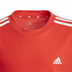 Short Sleeve T-Shirt Adidas Essentials 3 Bandas Red