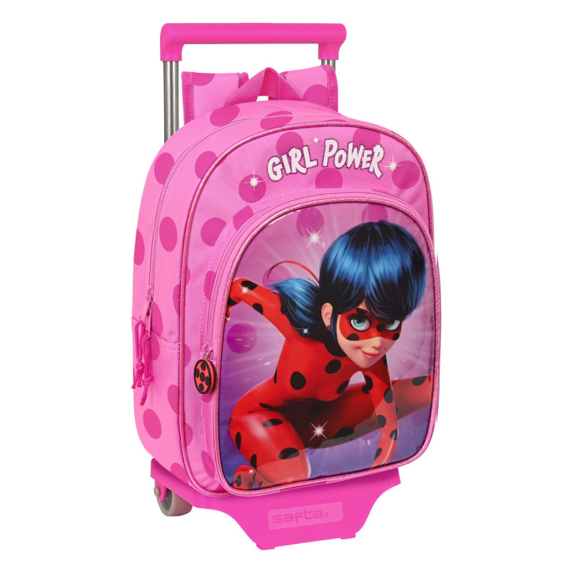 School Rucksack with Wheels Lady Bug Fuchsia (26 x 34 x 11 cm)