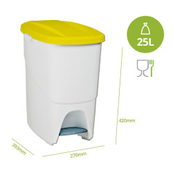 Pedal bin Yellow Rectangular 25 L