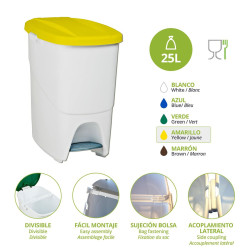 Pedal bin Yellow Rectangular 25 L