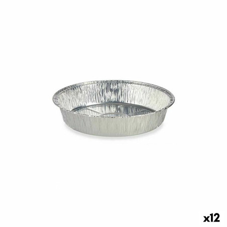 Set of Kitchen Dishes Disposable Circular Aluminium 21,5 x 5,5 x 21,5 cm (12 Units)