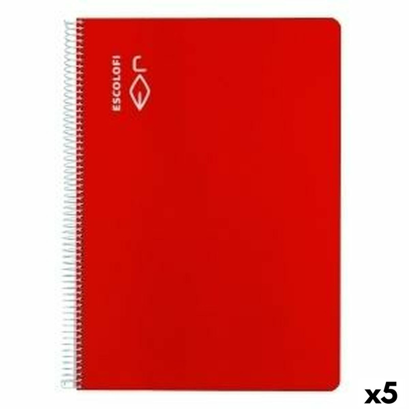 Notebook ESCOLOFI Din A4 50 Sheets 8 mm Red (5 Units)