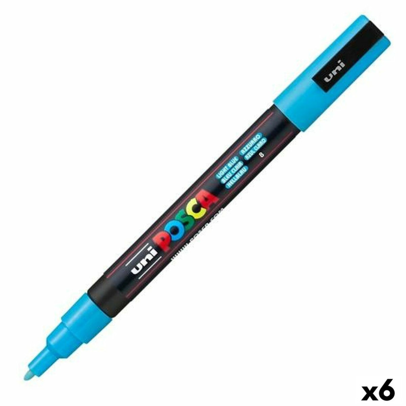 Marker POSCA PC-3M Blue Light Blue (6 Units)