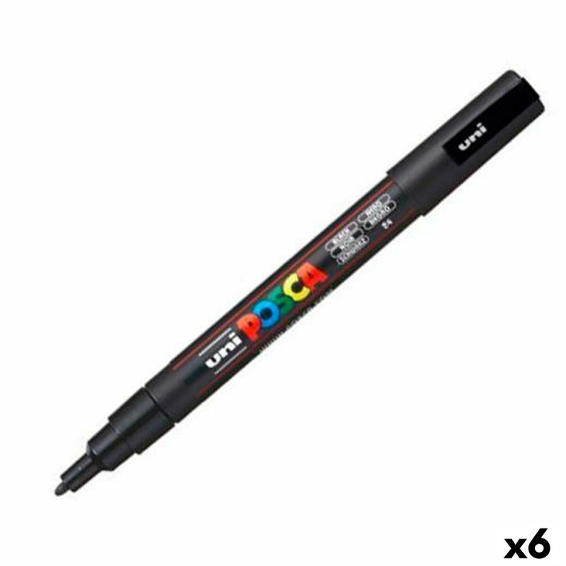 Marker pen/felt-tip pen POSCA PC-3M Black (6 Units)