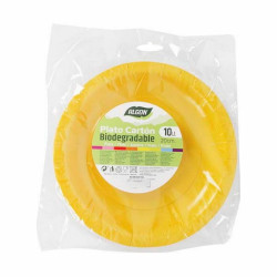 Plate set Algon Disposable 20 cm Cardboard Yellow 10 Pieces (36 Units)