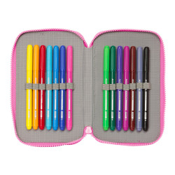 Double Pencil Case Trolls Pink 12.5 x 19.5 x 4 cm (28 Pieces)