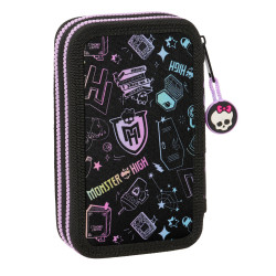 Double Pencil Case Monster High Black 12.5 x 19.5 x 4 cm 28 Pieces