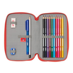 Double Pencil Case Atlético Madrid Blue Red 12.5 x 19.5 x 4 cm (28 Pieces)