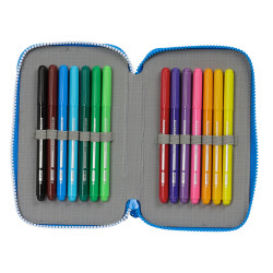 Double Pencil Case R. C. Deportivo de La Coruña Blue 12.5 x 19.5 x 4 cm (28 Pieces)