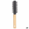 Round Brush Brown Black Wood Silicone Plastic (12 Units)