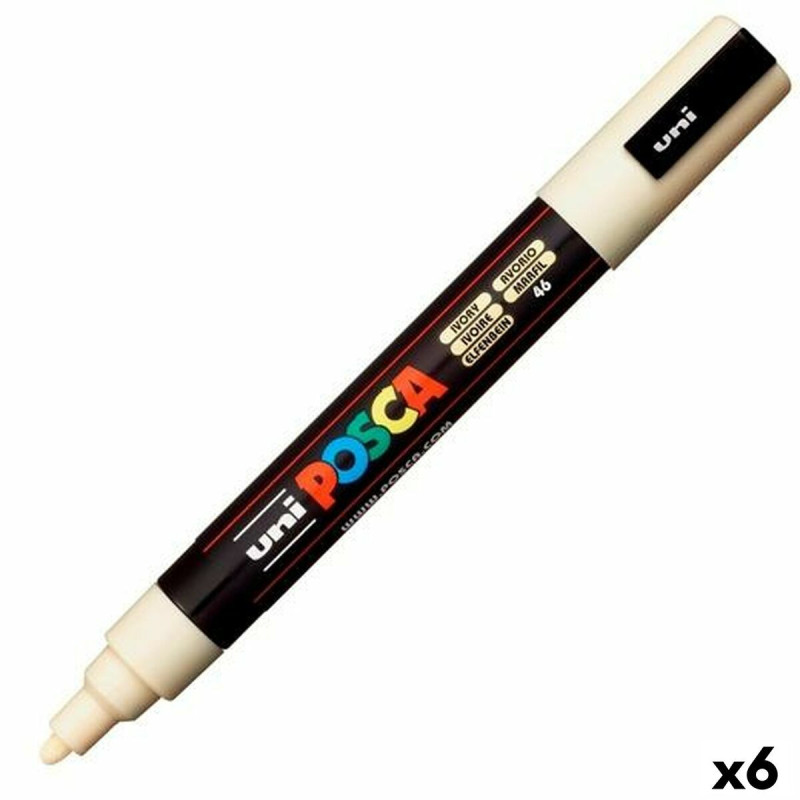 Felt-tip pens POSCA PC-5M Ivory (6 Pieces) (6 Units)