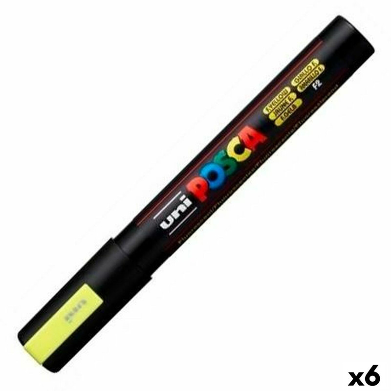 Felt-tip pens POSCA PC-5M Yellow (6 Units)