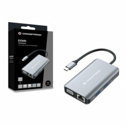 USB Hub Conceptronic DONN21G Black Grey 100 W (1 Unit)