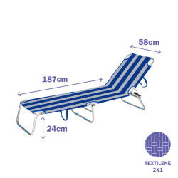 Sun-lounger Marbueno Aluminium Stripes Blue White 187 x 24 x 58 cm