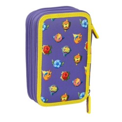 Triple Pencil Case SuperThings Guardians of Kazoom Purple Yellow (36 Pieces)