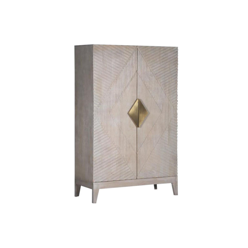 Cupboard DKD Home Decor Beige Metal Mango wood 90 x 40 x 180 cm