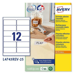 Printer Labels Avery L4743REV White 25 Sheets 99,1 x 42,3 mm (5 Units)