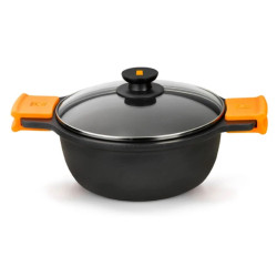 Casserole with glass lid BRA Efficient 5,7 L (Ø 28 cm) Black Ø 28 cm Aluminio