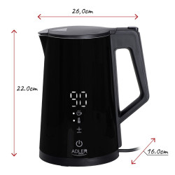 Kettle Adler AD 1345b Black Stainless steel 2200 W 1850 W 1,7 L