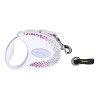 Dog Lead Flexi Glam Composition with Swarovski crystals 3 m White S