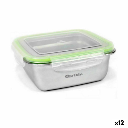 Hermetic Lunch Box Quttin Squared Stainless steel 1,2 L 18 x 18 x 7 cm (12 Units)